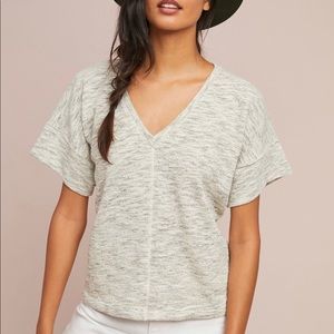 Anthropologie Pembroke textured top v-neck XS EUC